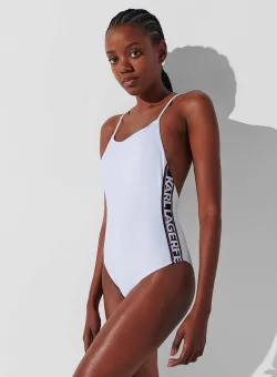 Karl Lagerfeld costum de baie dintr-o bucată culoarea alb, cupa moale