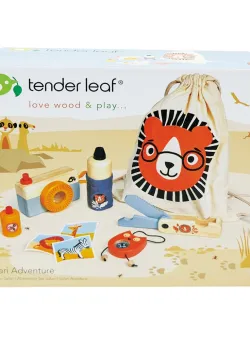 Kitul exploratorului safari din lemn premium, Tender Leaf Toys, 10 piese