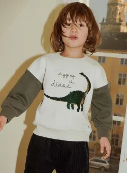 Konges Sløjd bluza copii culoarea bej, cu imprimeu