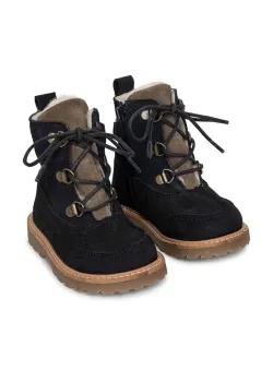 Konges Sløjd cizme de iarna pentru copii din piele intoarsa culoarea albastru marin