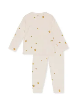 Konges Sløjd pijamale de bumbac pentru copii SLEEPY PJ GOTS culoarea bej, cu imprimeu