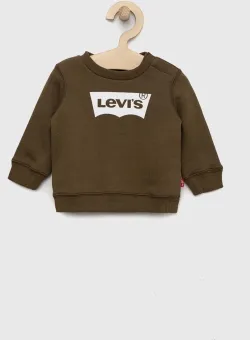 Levi's hanorac de bumbac pentru copii culoarea verde, cu imprimeu