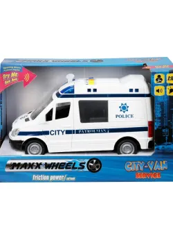 Masina de politie cu lumini si sunete Maxx Wheels, 1:16, Alb-Albastru