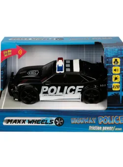 Masina de politie cu lumini si sunete Maxx Wheels, 1:20, Negru