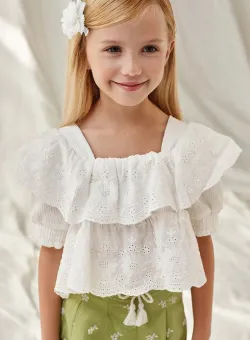 Mayoral bluza copii culoarea alb, neted