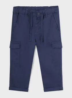 Mayoral pantaloni bebe cargo slim culoarea albastru marin, neted