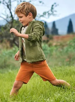 Mayoral pantaloni scurți din amestec de in pentru copii culoarea portocaliu, talie reglabila