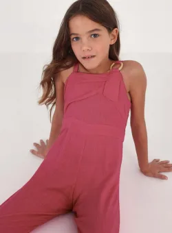 Mayoral salopeta copii culoarea roz, cu amestec de in