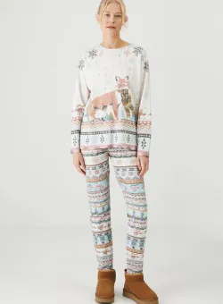 Medicine pijama femei, culoarea alb