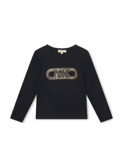 Michael Kors longsleeve copii culoarea albastru marin, cu imprimeu
