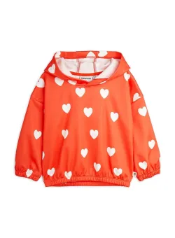 Mini Rodini bluză copii Hearts culoarea roșu, cu glugă, cu model