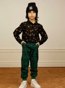 Mini Rodini pantaloni de trening din bumbac pentru copii culoarea verde, modelator
