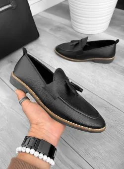 Mocasini barbati negri tapla subtire piele eco comozi 12225 N1-1