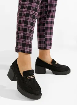 Mocasini cu toc Agnessa negri