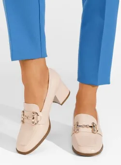 Mocasini cu toc Ixea bej