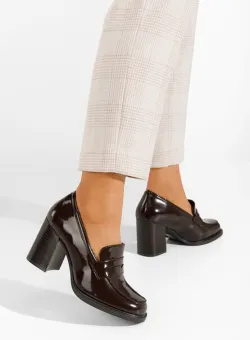 Mocasini cu toc Odesia maro