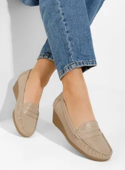 Mocasini dama cu platforma Eligia bej