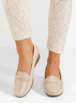Mocasini dama cu platforma Saina bej