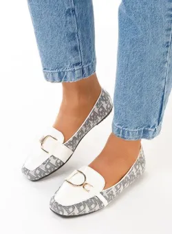 Mocasini dama eleganti Galia albi
