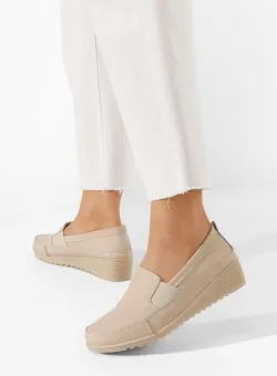 Mocasini dama piele bej Sonoma