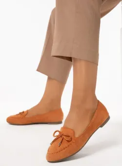 Mocasini piele intoarsa Blair camel