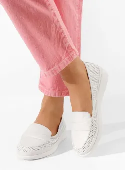 Mocasini piele naturala Sadira albi