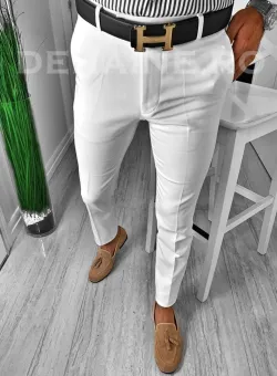 Pantaloni barbati eleganti albi ZR A6688 B13