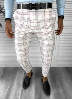 Pantaloni barbati eleganti fit in carouri B8497 N6-5.3
