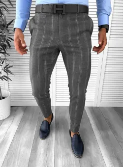 Pantaloni barbati eleganti gri B1551 I19-1
