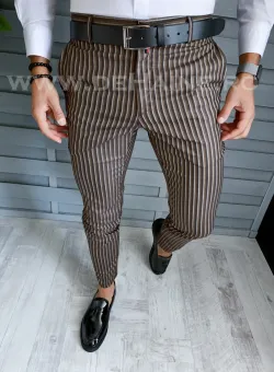 Pantaloni barbati eleganti maro B1749 G7-4