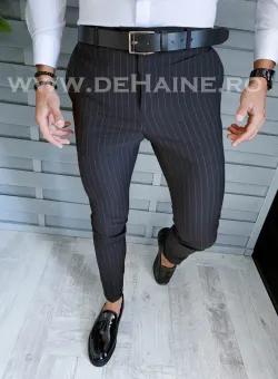 Pantaloni barbati eleganti negri in dungi B1670 O6-5.2