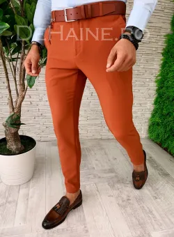 Pantaloni barbati eleganti portocalii A5679 F3-5.2