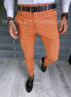 Pantaloni barbati eleganti portocalii B1880 V2-5