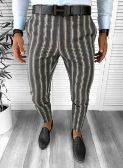 Pantaloni barbati eleganti regular fit cu dungi B1547 117-1