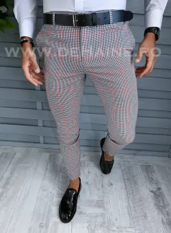 Pantaloni barbati eleganti regular fit in carouri B1910 S2-3 F6-5.1