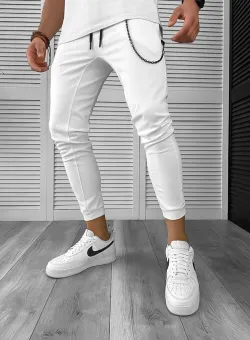 Pantaloni de trening albi conici 12606 80-4.2