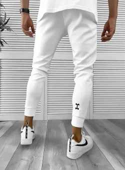 Pantaloni de trening albi silon conici cu mic defect DEF773 D2-5.1