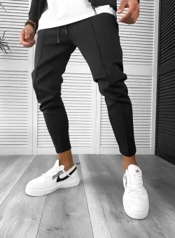Pantaloni de trening barbati slim fit negru 10100 D2-1.1
