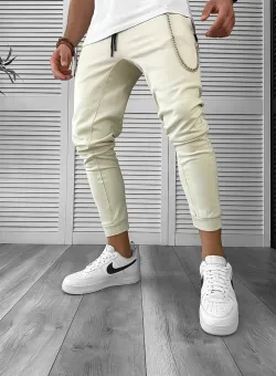 Pantaloni de trening bej conici 12606 92-3.3