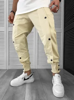 Pantaloni de trening bej conici Y361 100-1.3