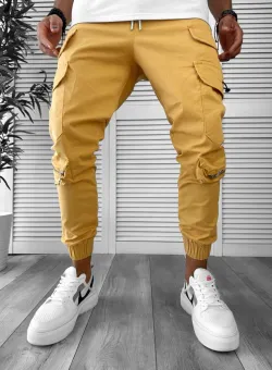 Pantaloni de trening cargo crem conici Y101 32-4