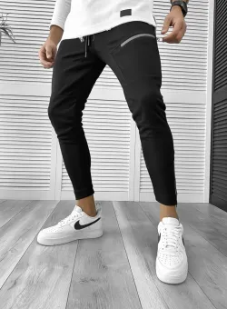 Pantaloni de trening conici negri 1140 D5-2.4