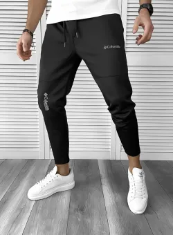 Pantaloni de trening conici negri B9867 4-4