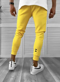 Pantaloni de trening galbeni silon conici 12379 D3-5.4
