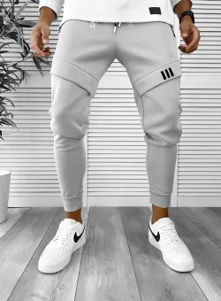 Pantaloni de trening gri conici 12259 S7