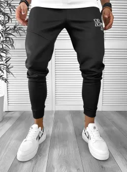 Pantaloni de trening negri conici silon 12347 23