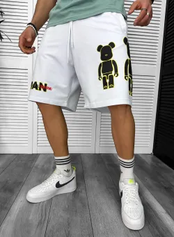 Pantaloni de trening scurti albi cu imprimeu Y246 N2-5.2