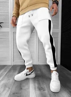 Pantaloni de trening vatuiti albi 887 i7-2