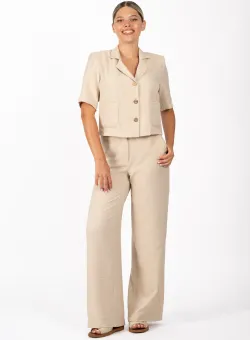 Pantaloni LaDonna bej lejeri cu buzunare