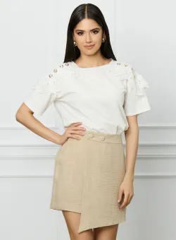 Pantaloni LaDonna scurti bej tip fusta